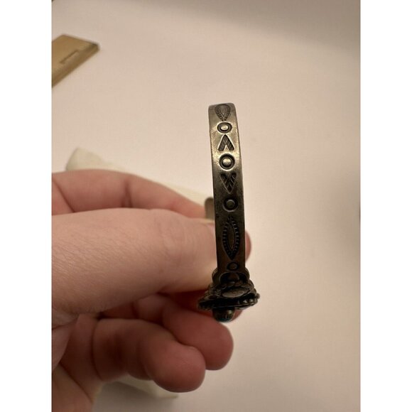 Vintage Bell Trading Nickel Silver Turquoise Child Baby Cuff Bracelet - Picture 3 of 6